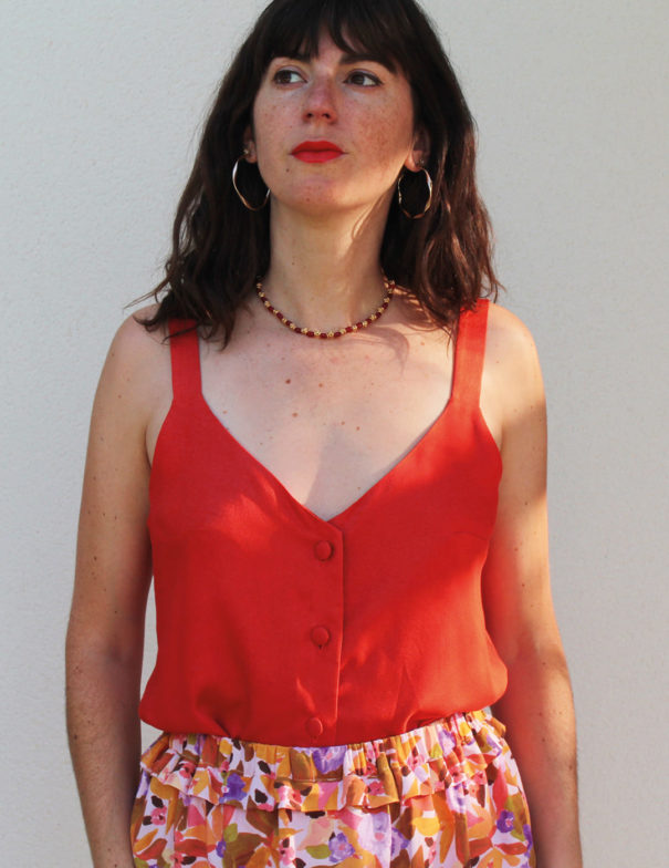 Patron de couture - Top à bretelles boutonné - Devant