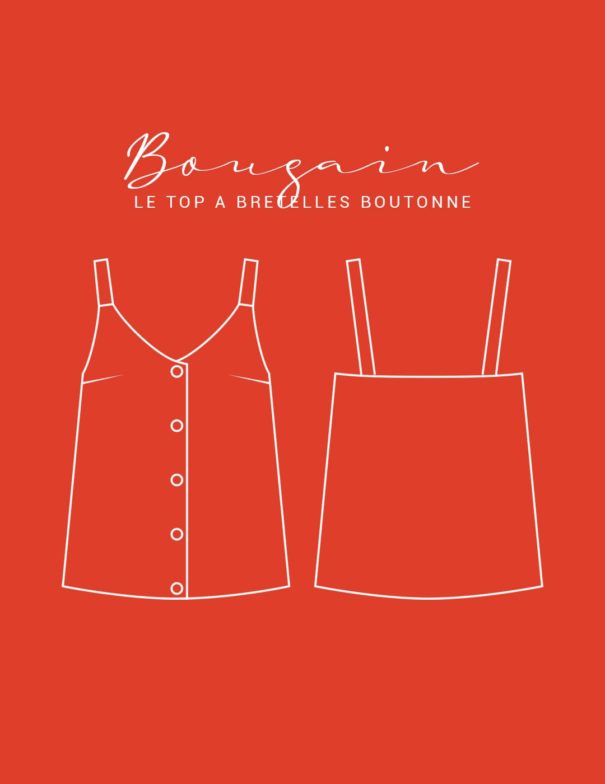 Patron de couture - Top à bretelles boutonné - Dessin technique