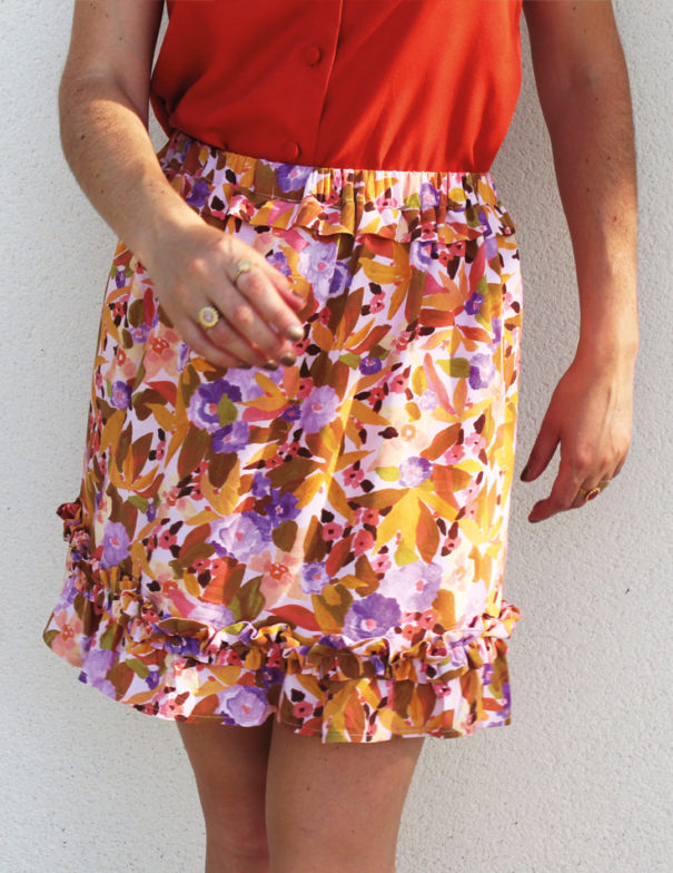 Patron de couture - Jupe à volants - Viscose fleurs - Devant