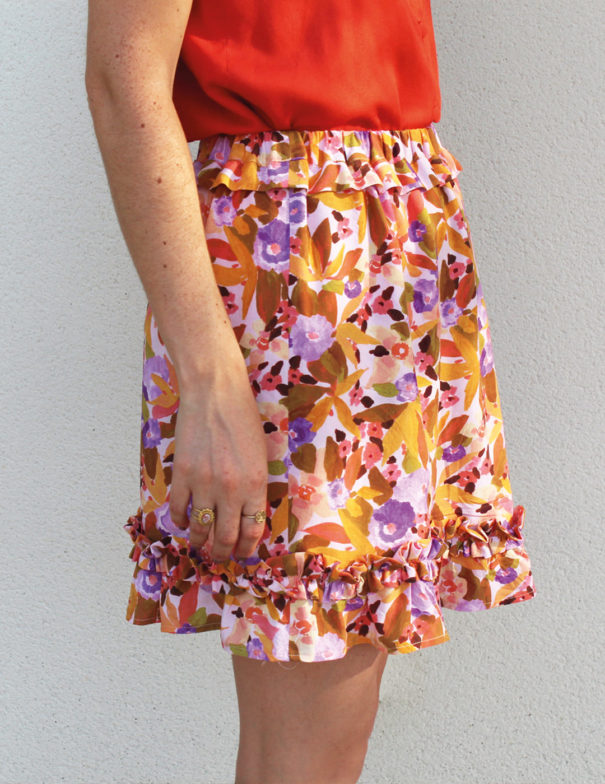 Patron de couture - Jupe à volants - Viscose fleurs - Côté