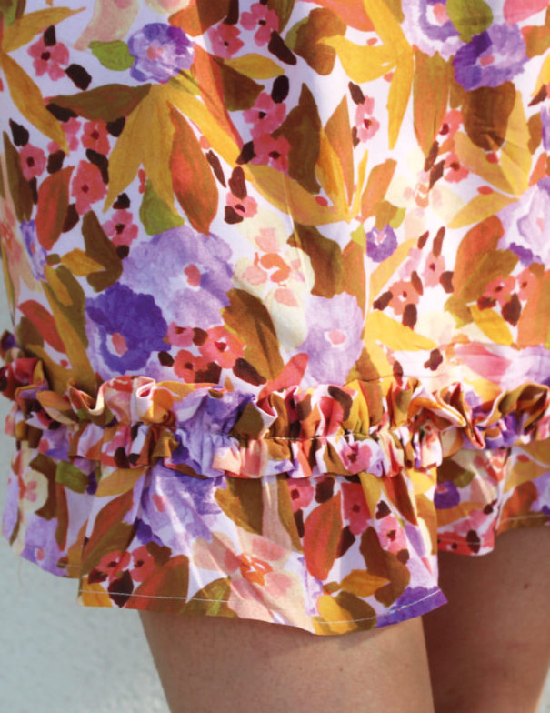 Patron de couture - Jupe à volants - Viscose fleurs - Zoom volants