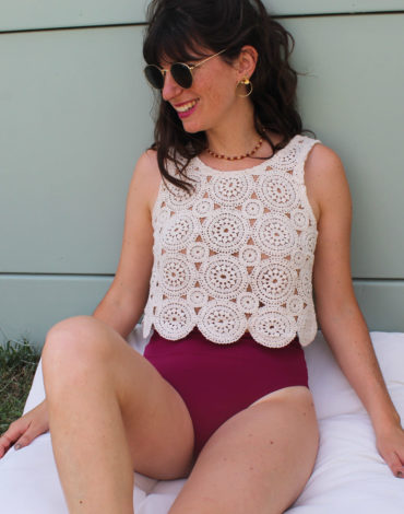 Patron de couture - Crop top dentelle - Devant 3/4