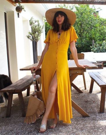 Patron de couture - Robe longue cintrée et boutonnée - Devant