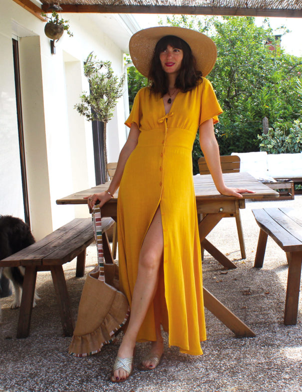 Patron de couture - Robe longue cintrée et boutonnée - Devant
