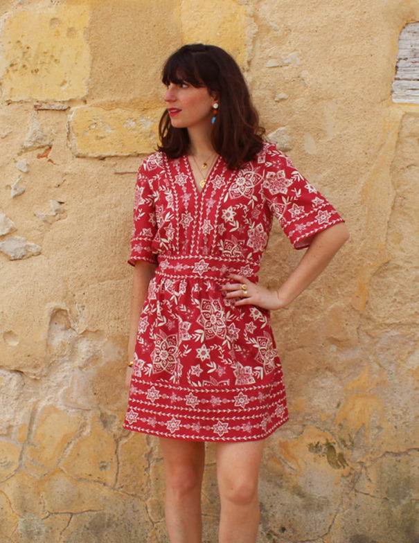 Patron de couture - Camélia - Robe courte à bandes - Devant