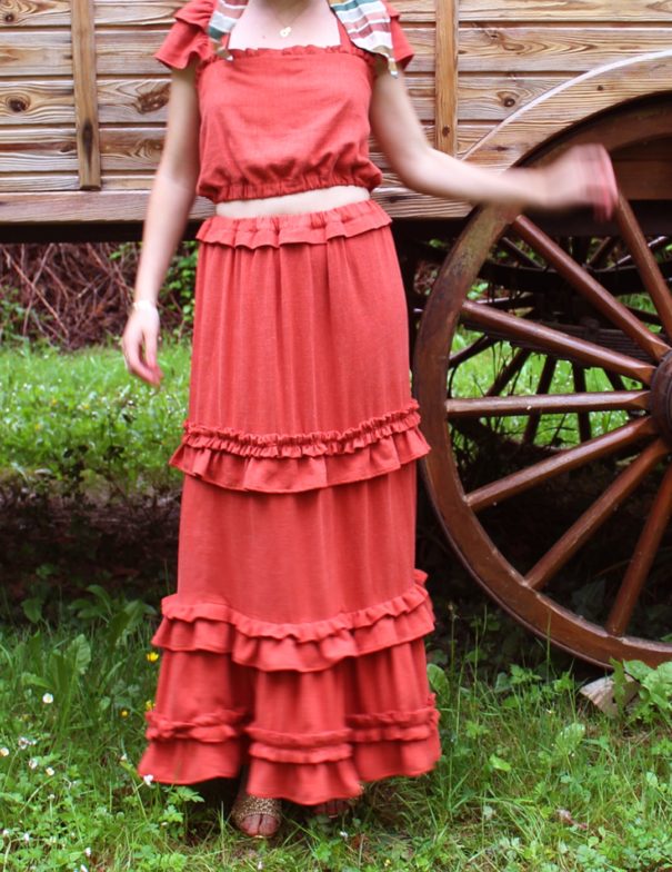 Patron de couture - Coquelicot - jupe aux multiples volants - devant 3/4