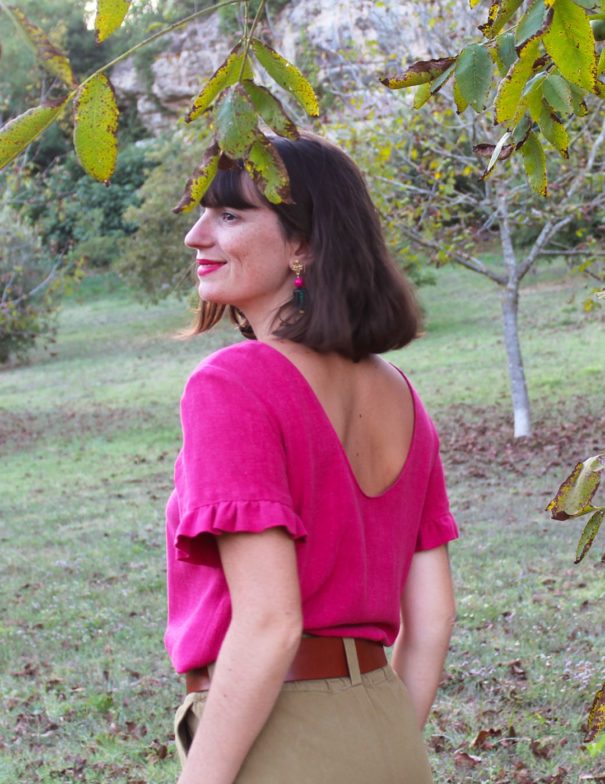 Patron de couture - Flora - Blouse manche courte - 3/4 dos
