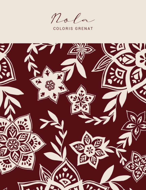 Motifs à imprimer sur tissu - Motif Nola - Coloris Grenat