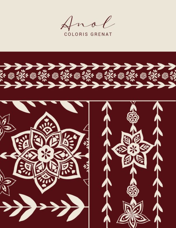 Motifs à imprimer sur tissu - Bande Anol - Coloris Grenat
