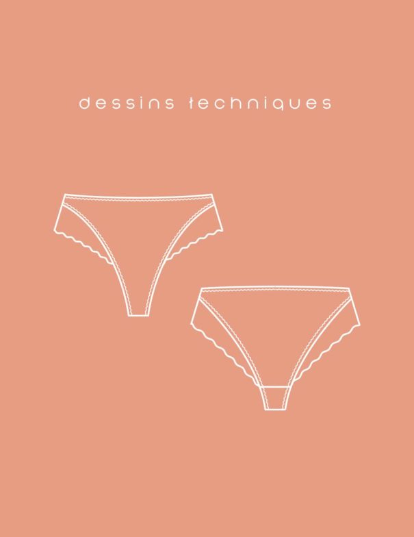 Coffret de couture - Pensée 3 - culotte micro et dentelle confortable - croquis