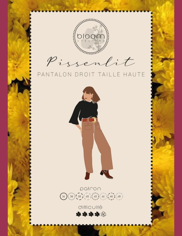 Patron de couture - Pissenlit - Pantalon droit taille haute - dessin