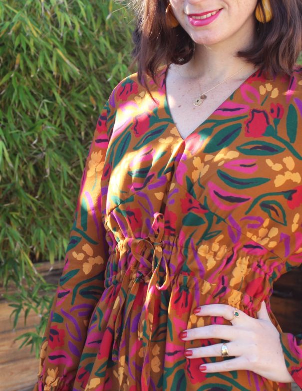 Patron de couture - Pivoine - robe courte d'hiver - zoom devant