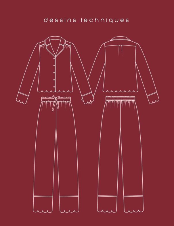 Patron de couture - Verveine - pyjama deux pièces d'hiver - croquis