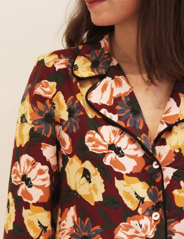 Patron de couture - Verveine - pyjama deux pièces d'hiver - zoom col